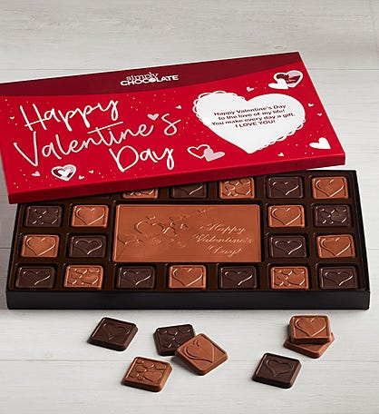 Simply Chocolate® Valentine Hearts Personalized Box